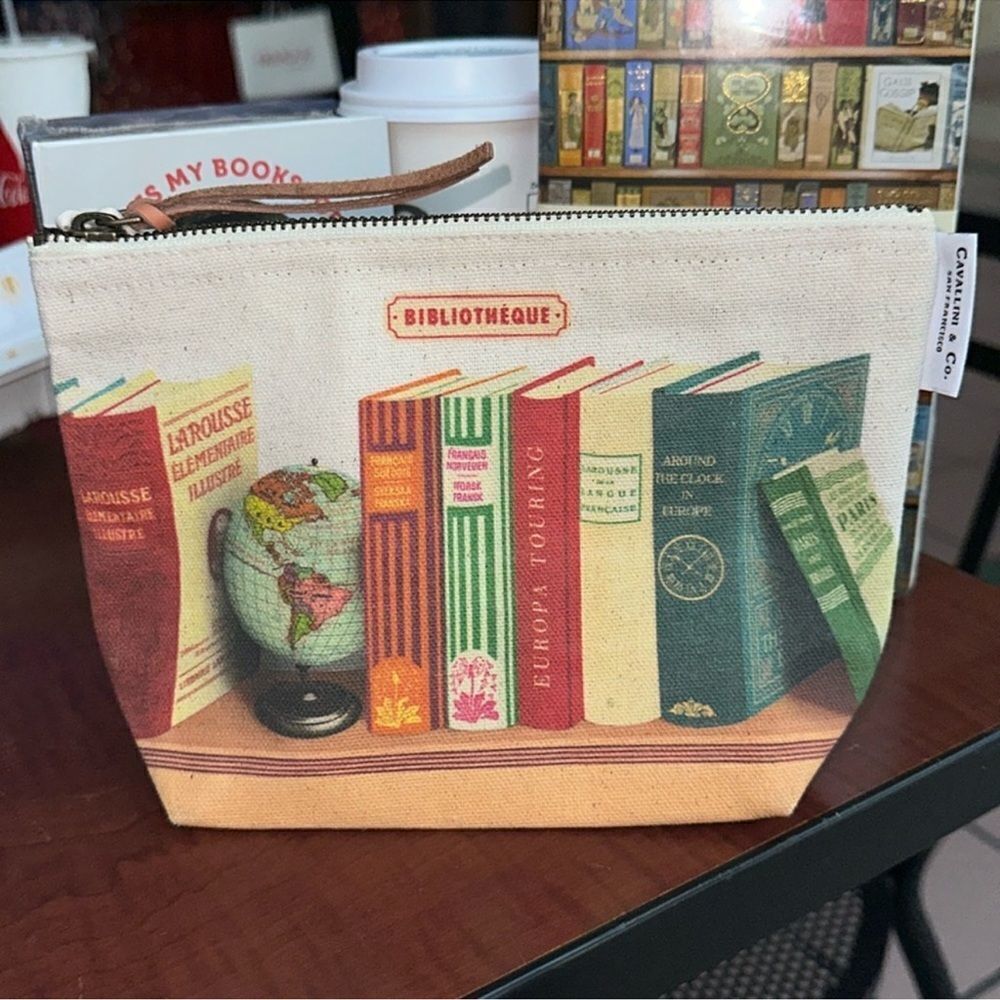 Cavallini & Co. San Francisco Library Print Vintage Cotton Leather Pouch
